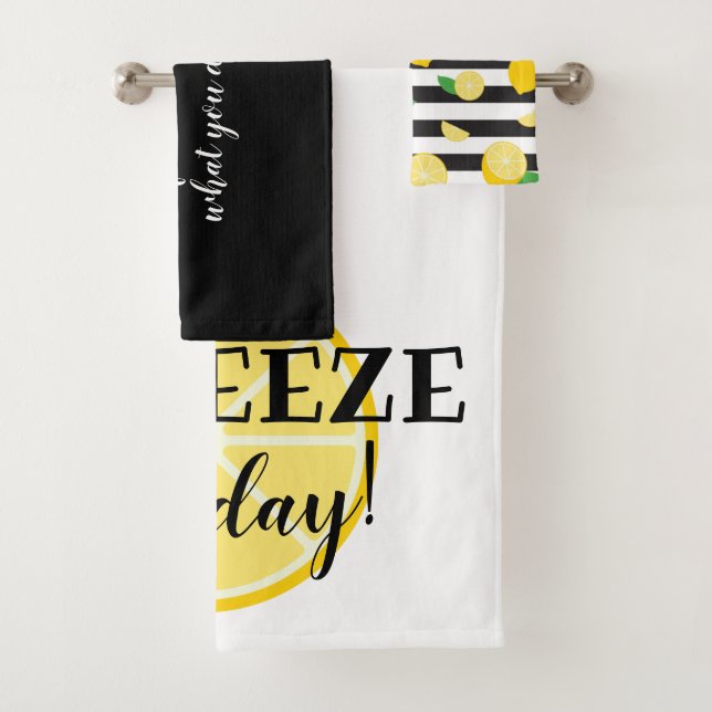 Squeeze the day! Lemon Bathroom Bath Towel Set (Insitu)