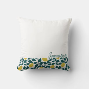Squeeze the Day Lemon, Hand Drawn Citrus Throw Pillow