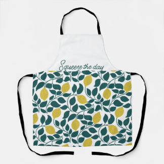 Squeeze the Day Lemon Print Kitchen Gift for Her Apron