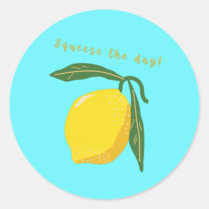 Squeeze the Day Lemon Pun Classic Round Sticker