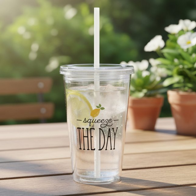 Squeeze the Day Lemon Themed Acrylic Tumbler (Creator Uploaded)
