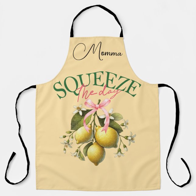 Squeeze the Day Lemons Personalized Apron (Front)