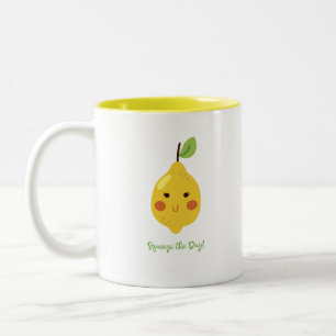 Squeeze the Day Punny Lemon Two-Tone Coffee Mug