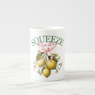 Squeeze the Day Vintage Lemon Botanical Bone China Mug