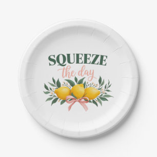 Squeeze The Day Vintage Lemon Quote Paper Plate