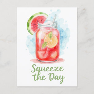 Squeeze the Day – Watercolor Fruit Summer Postcard