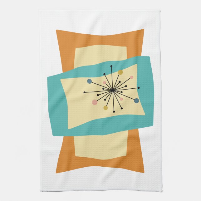 Squeezed Rectangle Mid Century Modern Retro Kitchen Towel (Vertical)