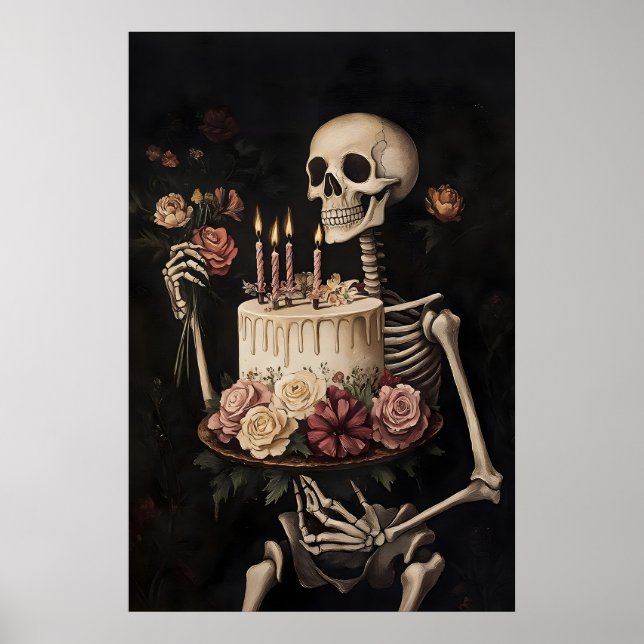 Squelette avec impression de gâteau et de fleurs,  (Devant)