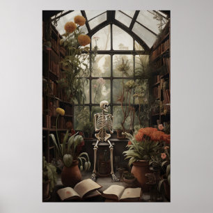 Squelette dans une impression de bibliothèque bota