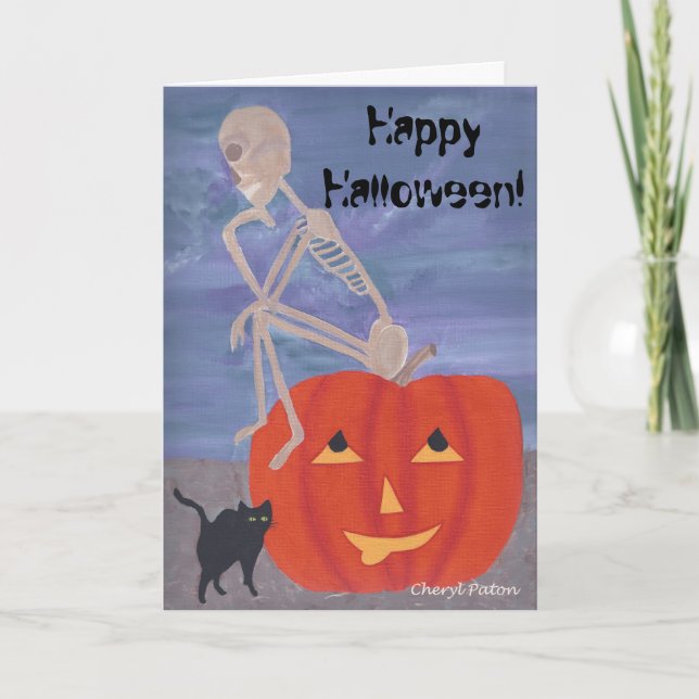 Squelette de penseur sur les cartes d'Halloween Ci (Devant)