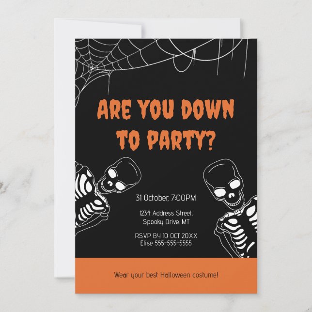 Squelette Halloween Invitation de la fête des adul (Devant)