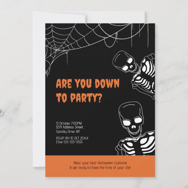 Squelette Halloween Invitation de la fête des adul (Devant)