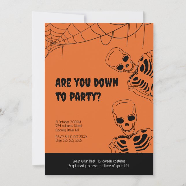Squelette Halloween Invitation de la fête des adul (Devant)