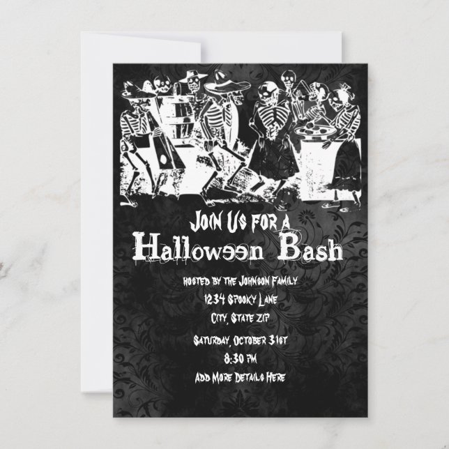 Squelette Invitations de la fête d'Halloween (Devant)