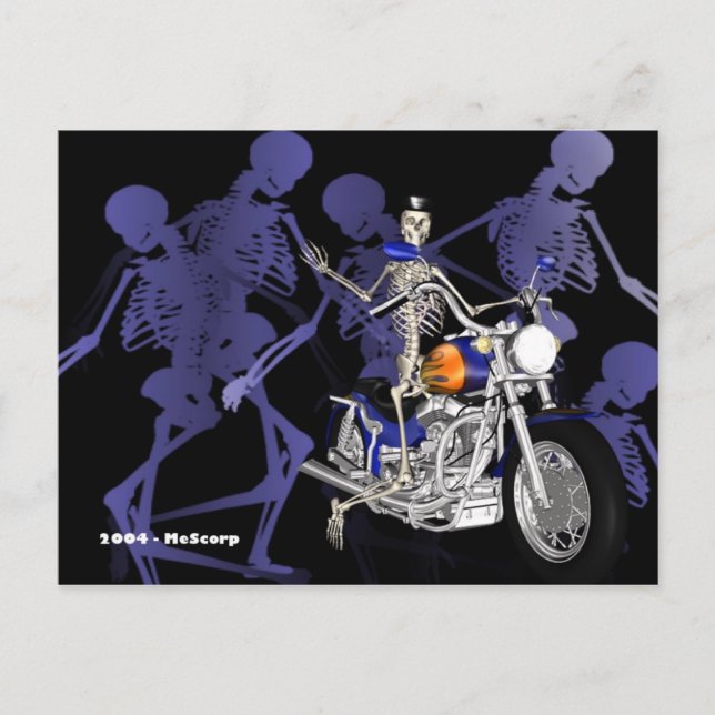 Squelette Sur Chopper - Carte Postale (Devant)