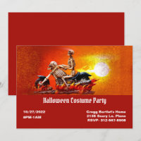 Squelette Sur Moto Halloween Invitation