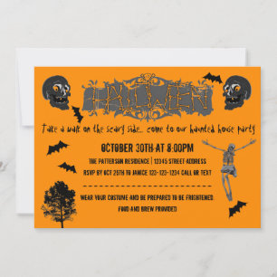 Squelettes côté effrayant - Invitation pour une fê