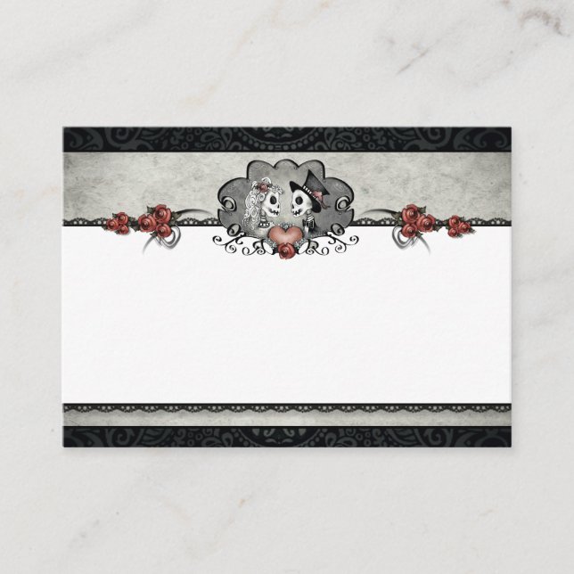 Squelettes mariages Noir & Gris BLANC Cartes de pr (Devant)