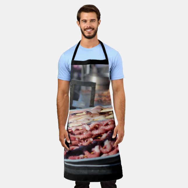 Squid and Octopus Kabobs - Food Photography Apron (Worn)