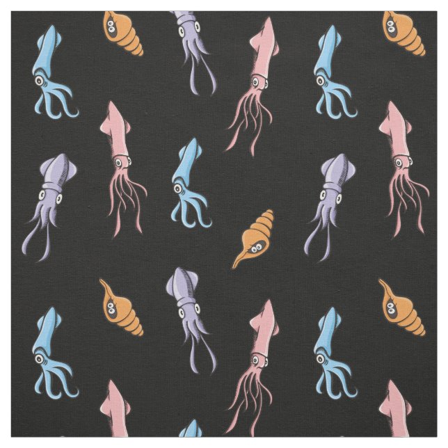 Squid Cartoons Pattern Fabric (Swatch)
