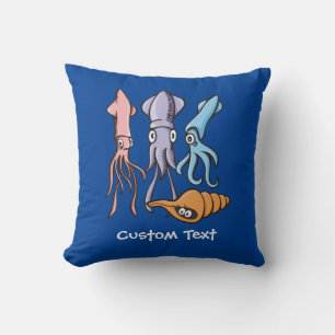 Squid Cartoons Throw Pillow