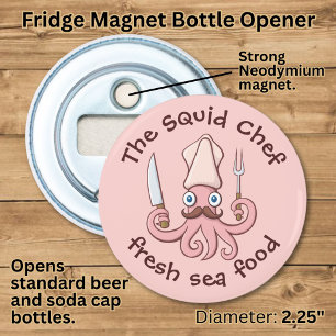 Squid Chef Cartoon Bottle Opener