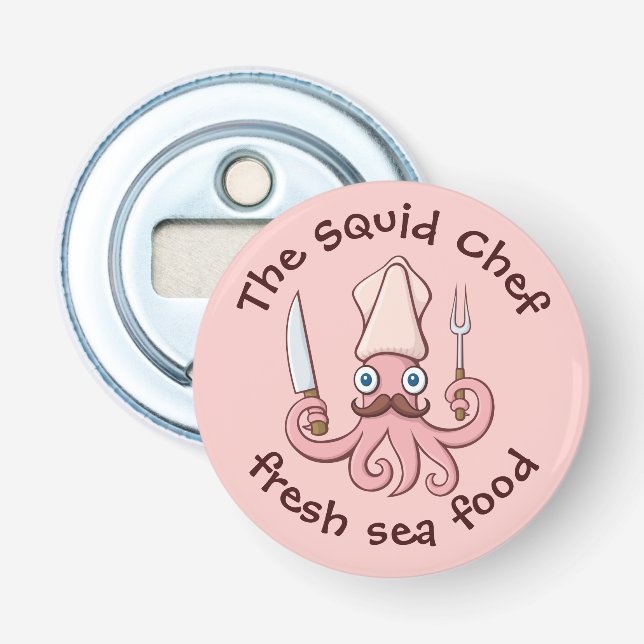 Squid Chef Cartoon Bottle Opener (Front)