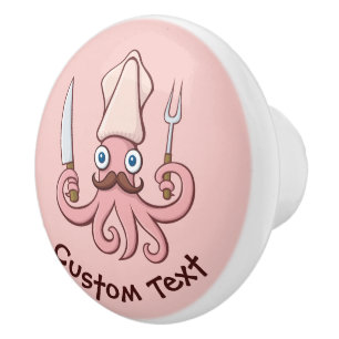 Squid Chef Cartoon Ceramic Knob