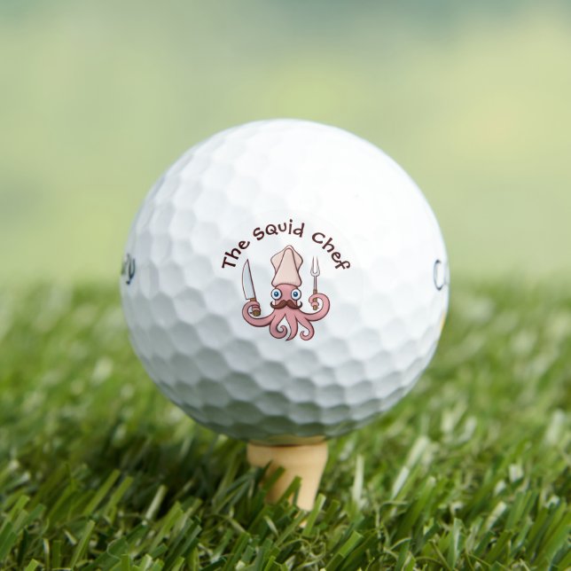 Squid Chef Cartoon Golf Balls (Insitu Tee)