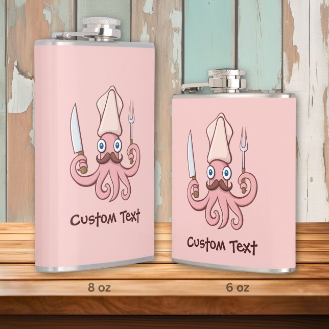 Squid Chef Cartoon Hip Flask (Creator Uploaded)