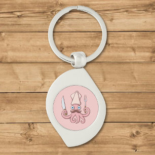 Squid Chef Cartoon Keychain