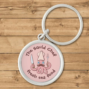 Squid Chef Cartoon Keychain