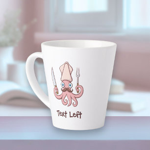 Squid Chef Cartoon Latte Mug
