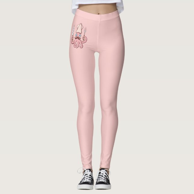 Squid Chef Cartoon Leggings (Front)
