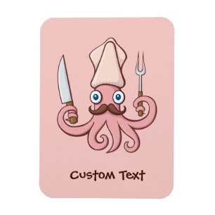 Squid Chef Cartoon Magnet