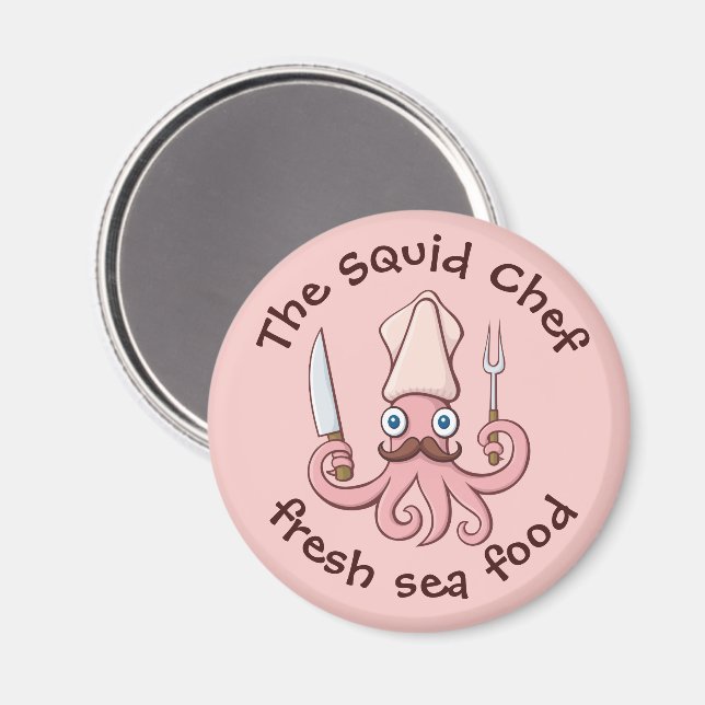 Squid Chef Cartoon Magnet (Front/Back)