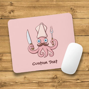 Squid Chef Cartoon Mouse Pad
