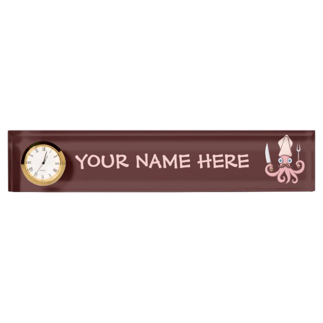 Squid Chef Cartoon Nameplate (Front)