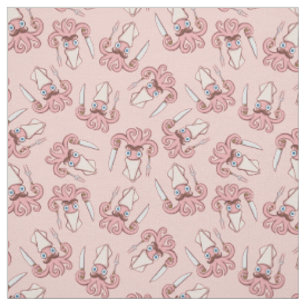 Squid Chef Cartoon Pattern Fabric