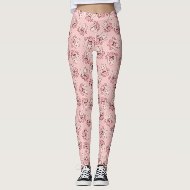 Squid Chef Cartoon Pattern Leggings (Front)