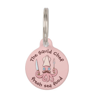 Squid Chef Cartoon Pet Tag