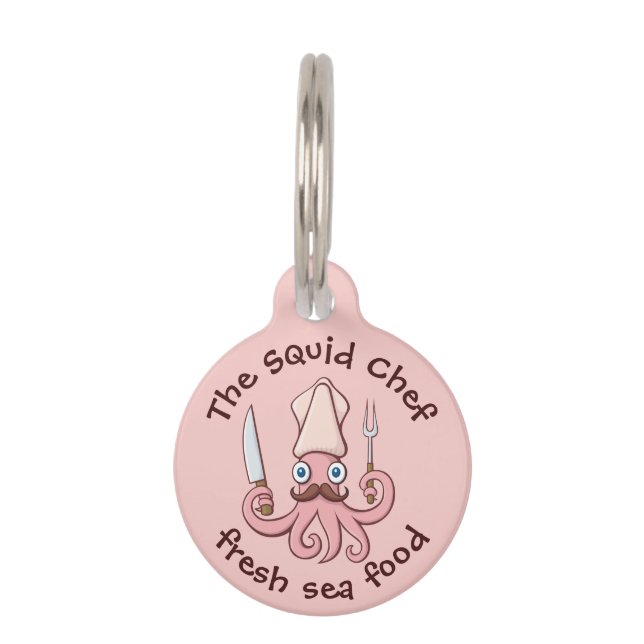 Squid Chef Cartoon Pet Tag (Front)