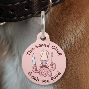 Squid Chef Cartoon Pet Tag