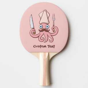 Squid Chef Cartoon Ping Pong Paddle
