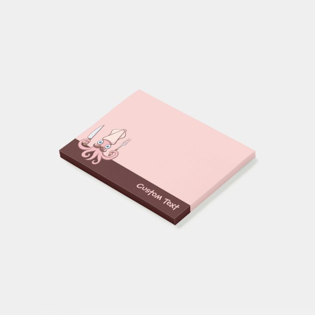 Squid Chef Cartoon Post-it Notes (Angled)