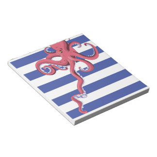 Squid diving underwater featuring stripes. notepad