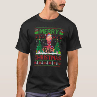 Squid Fish  Xmas Tree Ugly Santa Squid Christmas T-Shirt
