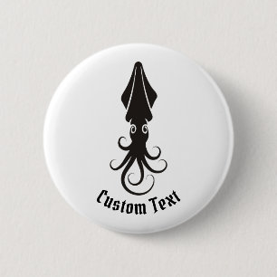 Squid Icon Black 2 Inch Round Button