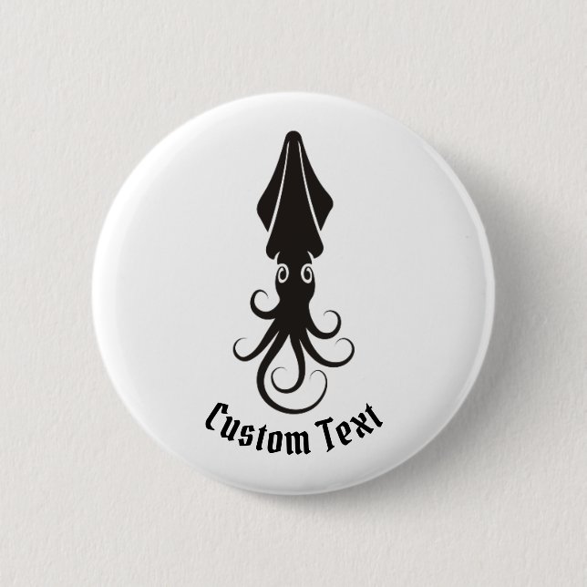 Squid Icon Black 2 Inch Round Button (Front)
