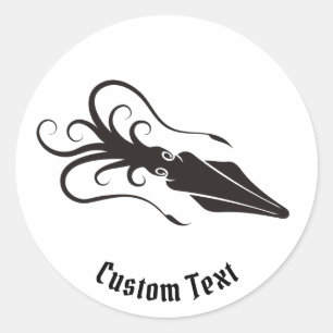 Squid Icon Black Classic Round Sticker